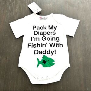 *New with Tags* White Baby Onesie with Green Fish Design